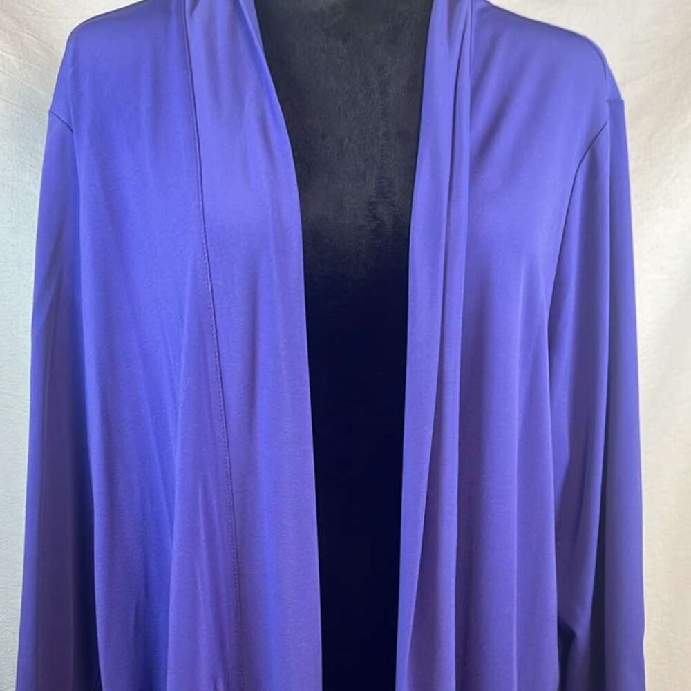 CJ Banks Open Front Slinky Cardigan Plus SZ 2XL Purple  Embellished with SILVERT